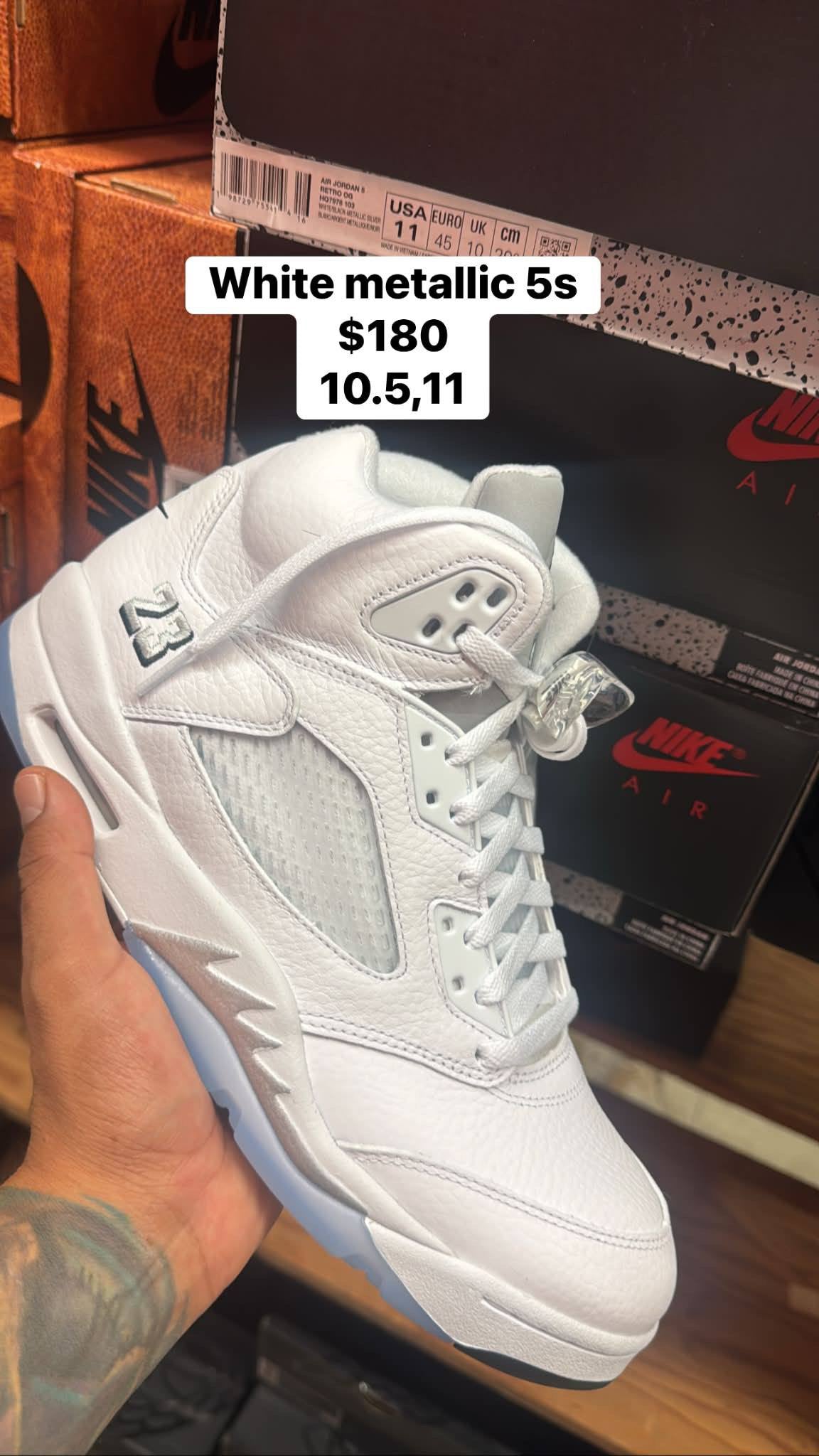 Jordan retro 5s ‘White Metallic’ Men’s
